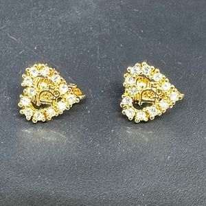 Christian Dior Gold Plated Heart "Dior" Earrings